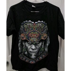 Wolf Rivera Graphic T Shirt Large Black Tribal Warrior Art Mexico Streetwear